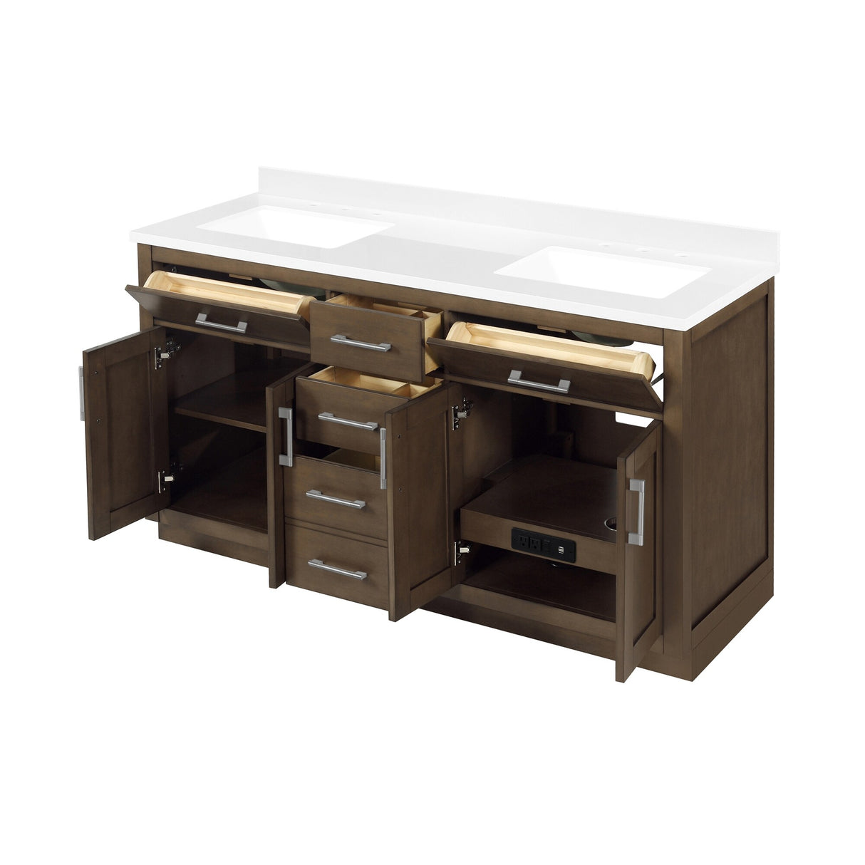 Ove Decors Bailey 60 in. Double Sink Bathroom Vanity in Almond Latte