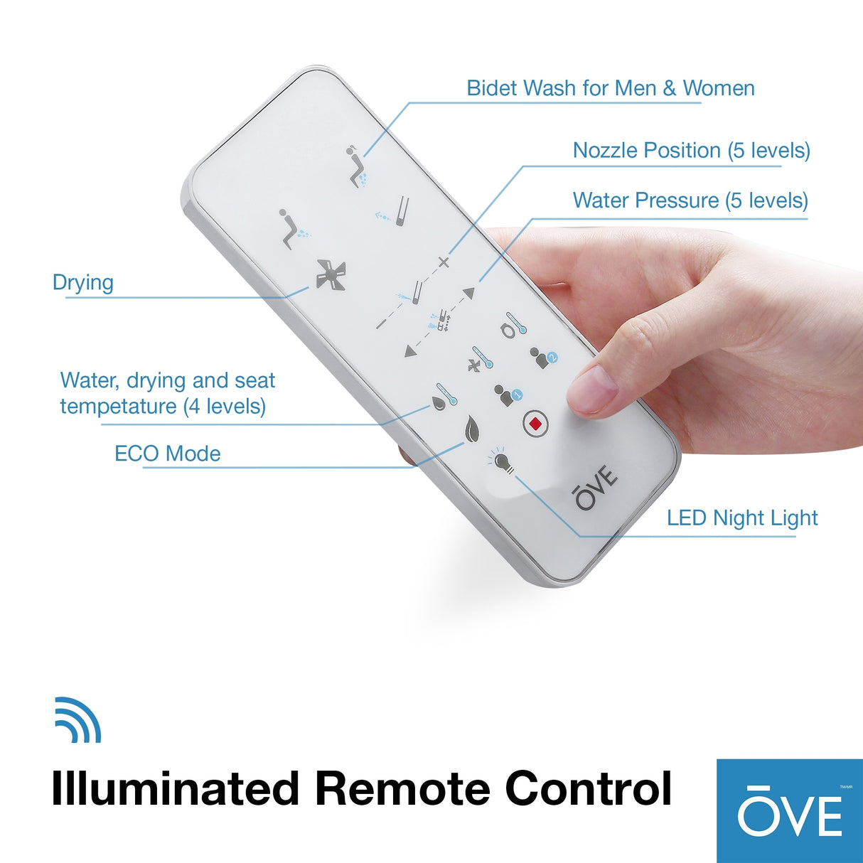 Ove Decors Halo Smart Bidet Soft Close Elongated Toilet with Remote