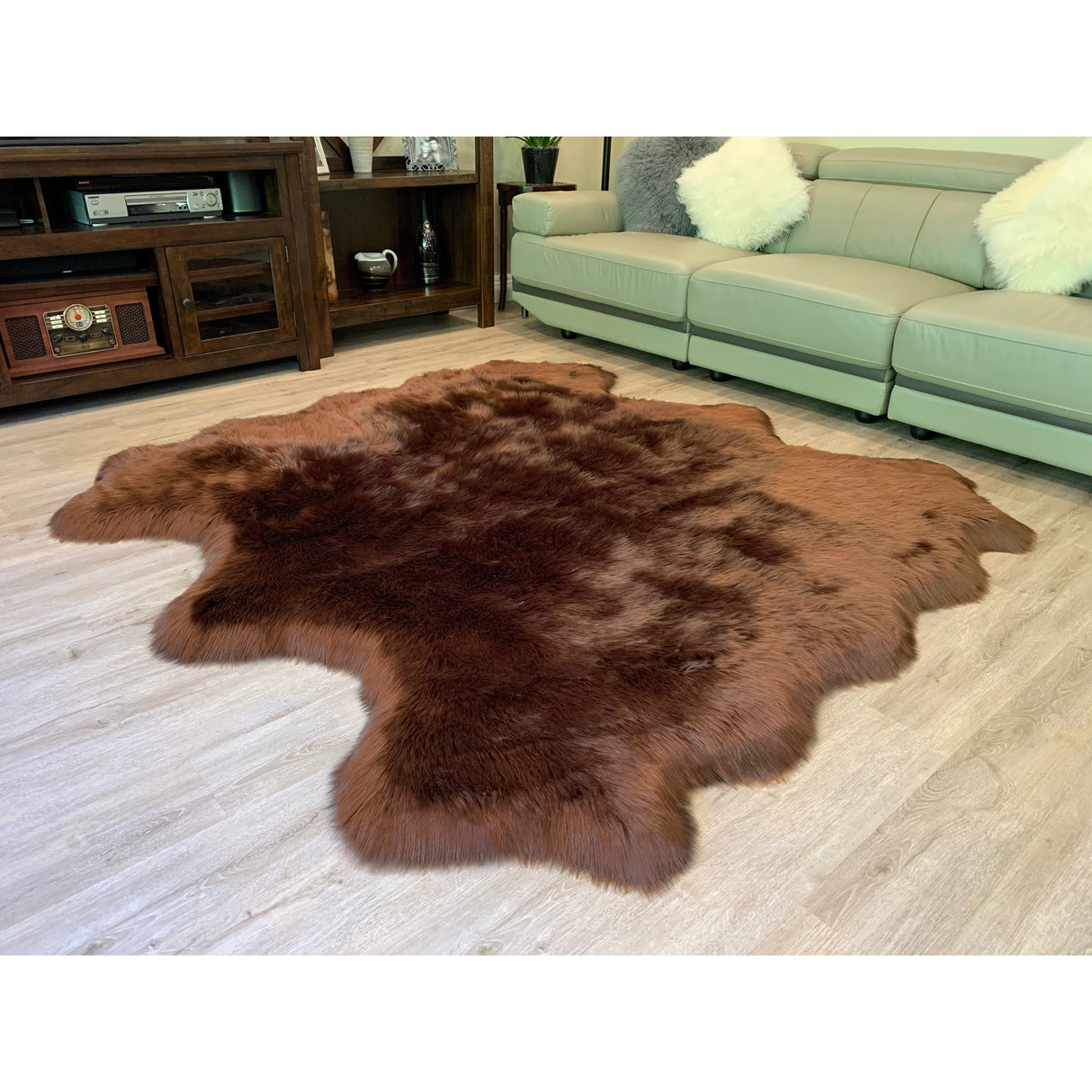 Ovella Home Premium Luxurious Faux Sheepskin 6-Pelt Plush Shag Area Rug - 6' x 6' - 6' x 6'