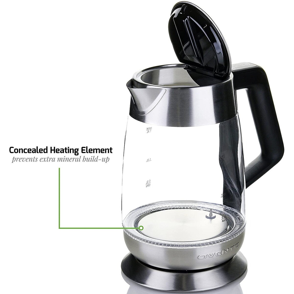 Ovente Electric Kettle 1.8 Liter with 5 Heat Settings, Silver KG660S