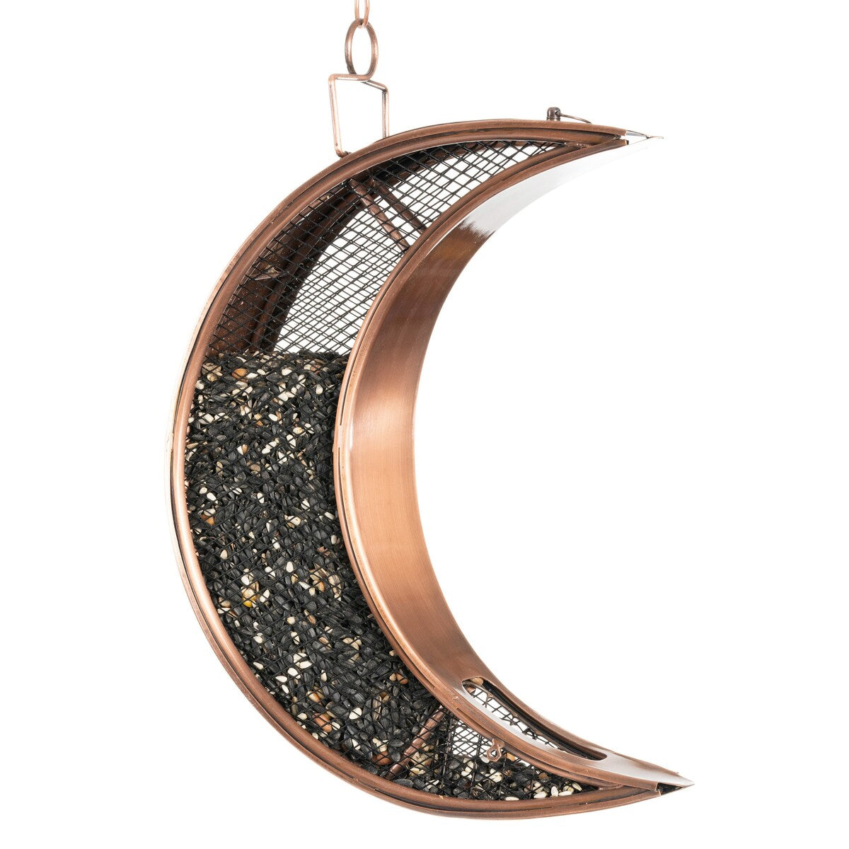 Over The Moon Copper Bird Feeder, with Mesh Panels by Good Directions