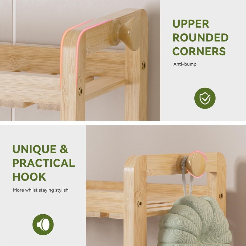 Over The Toilet Organizer Bamboo Storage Shelf - 6.12"D x 12.77"W x 13.79"H