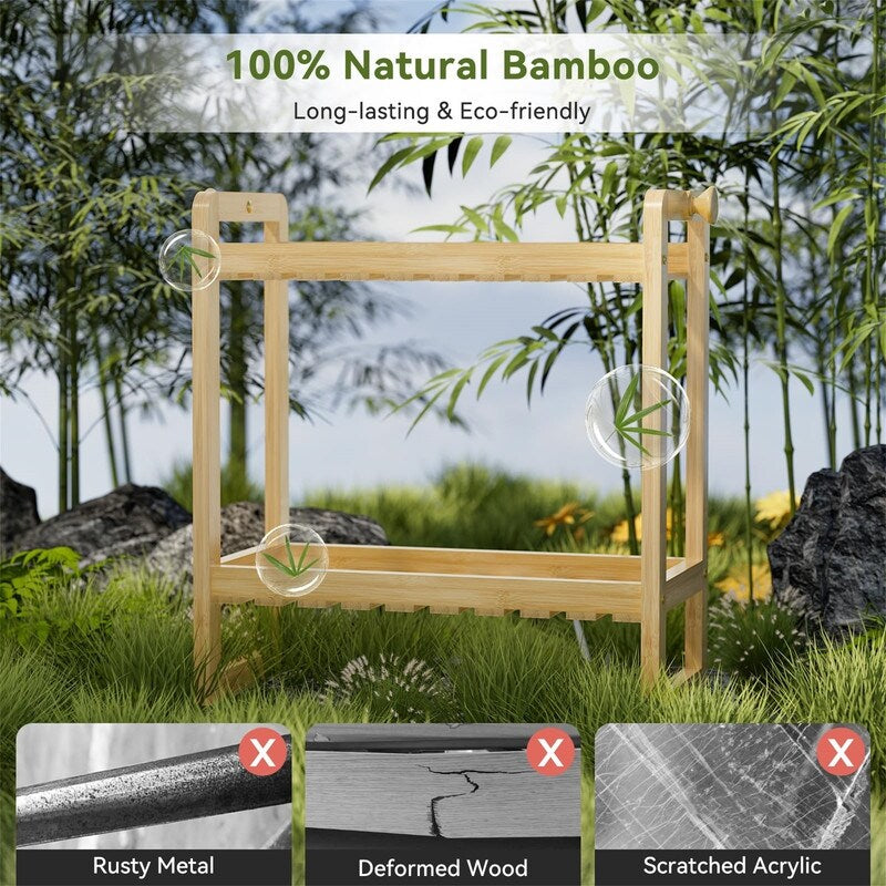 Over The Toilet Organizer Bamboo Storage Shelf - 6.12"D x 12.77"W x 13.79"H