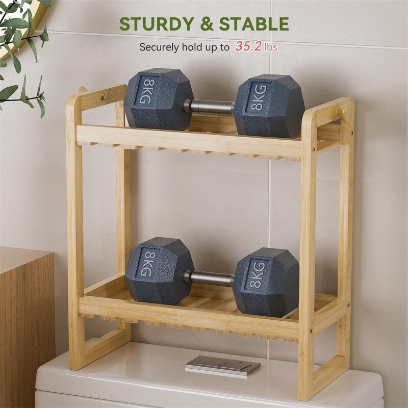 Over The Toilet Organizer Bamboo Storage Shelf - 6.12"D x 12.77"W x 13.79"H