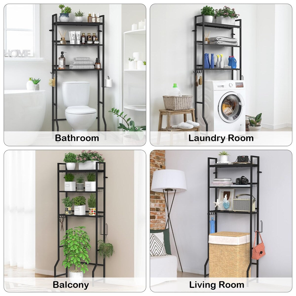 Over The Toilet Rack 3 Tier Bathroom Shelf Over Toilet Storage Organizer Freestanding Above Toilet Storage Rack with Metal Frame