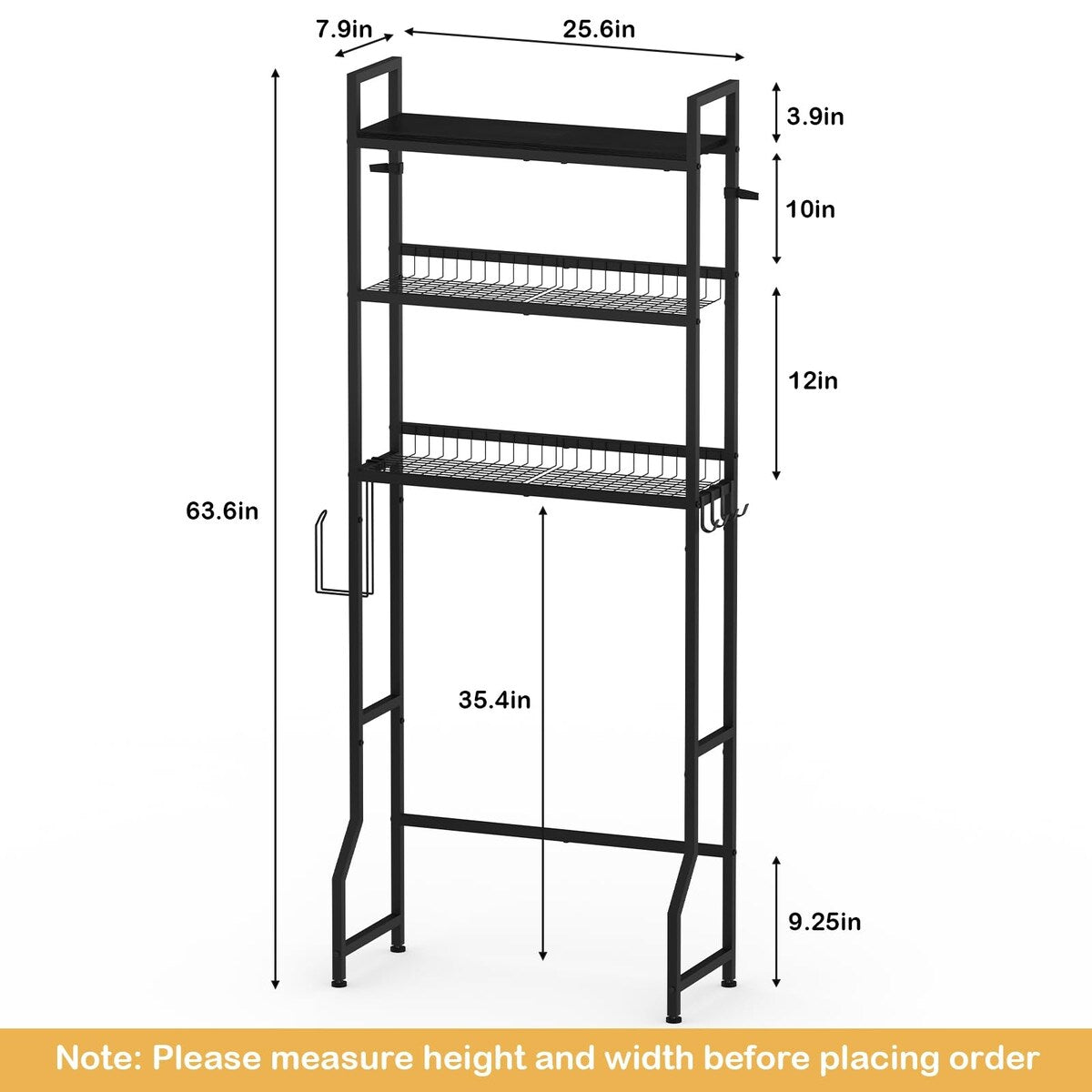 Over The Toilet Rack 3 Tier Bathroom Shelf Over Toilet Storage Organizer Freestanding Above Toilet Storage Rack with Metal Frame