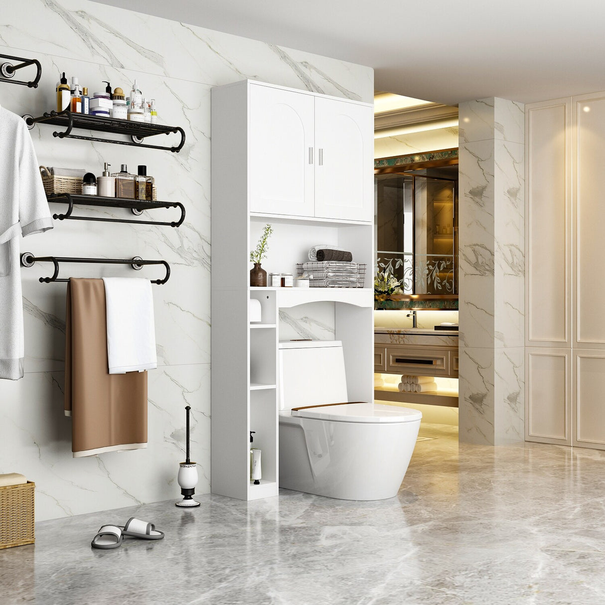 Over The Toilet Storage Cabinet, Toilet Organizer Rack, Bathroom Shelf