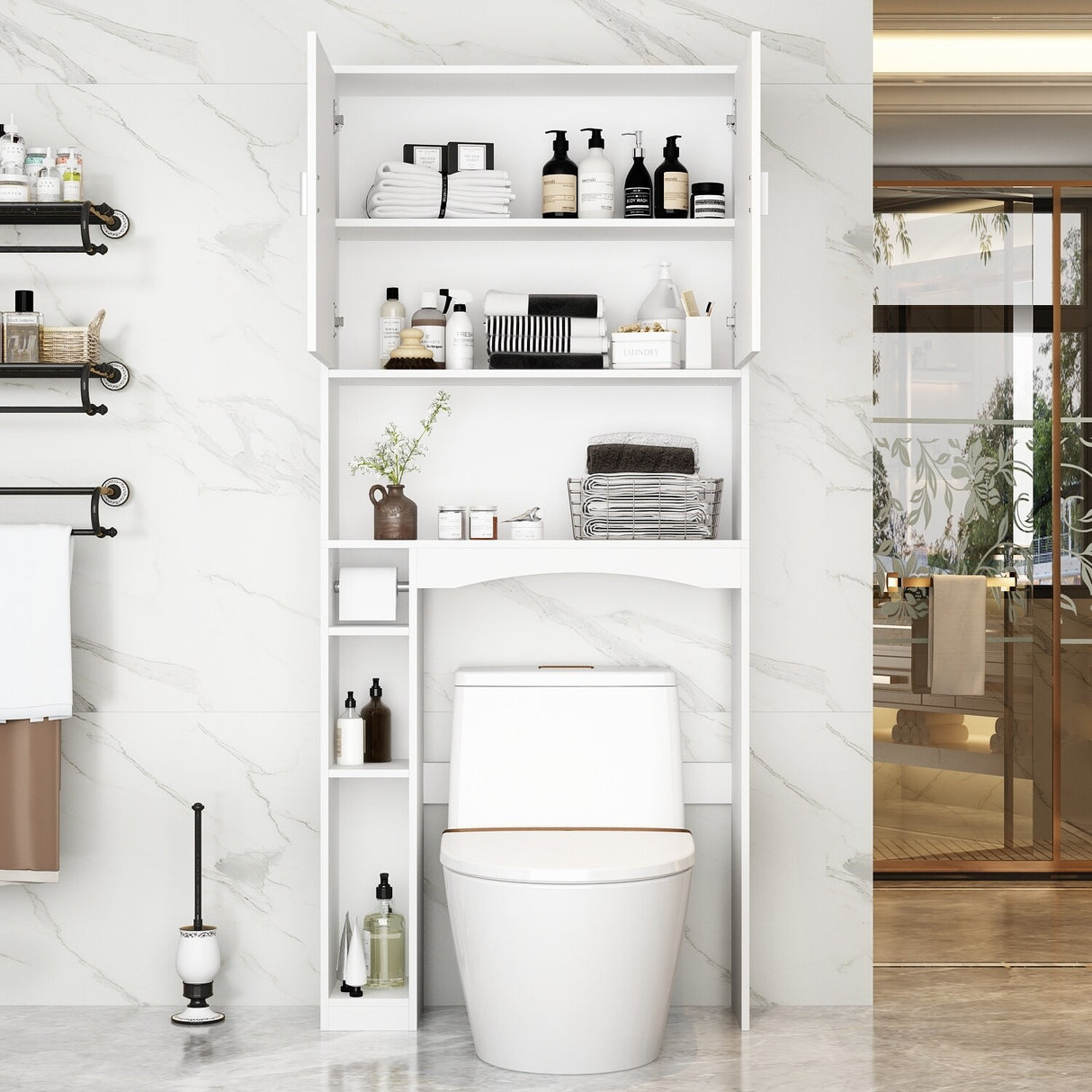 Over The Toilet Storage Cabinet, Toilet Organizer Rack, Bathroom Shelf