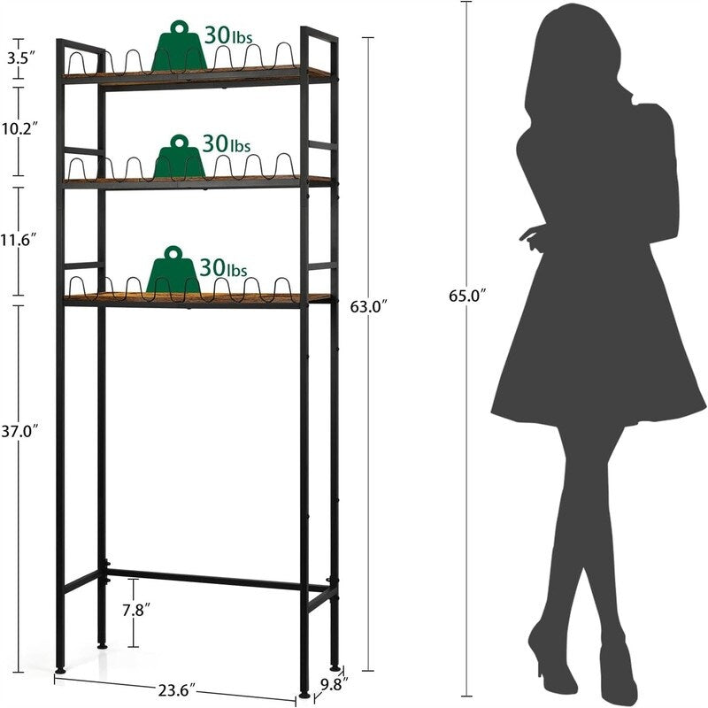 Over The Toilet Storage - 9.8"D x 23.6"W x 65"H