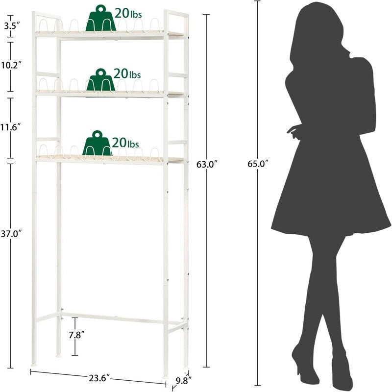 Over The Toilet Storage - 9.8"D x 23.6"W x 65"H