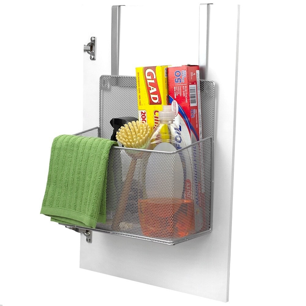 Over the Cabinet Mesh Steel Basket, Silver
