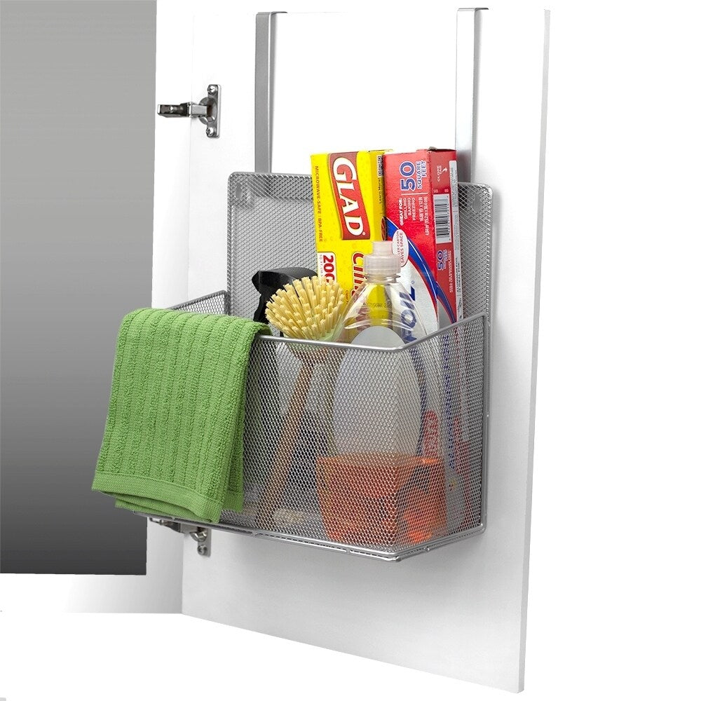 Over the Cabinet Mesh Steel Basket, Silver
