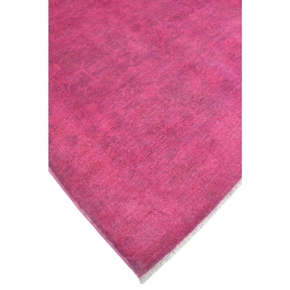 Noori Rug Overdyed Peshawar Bihter Magenta/ Rug - 4'2" x 5'6"