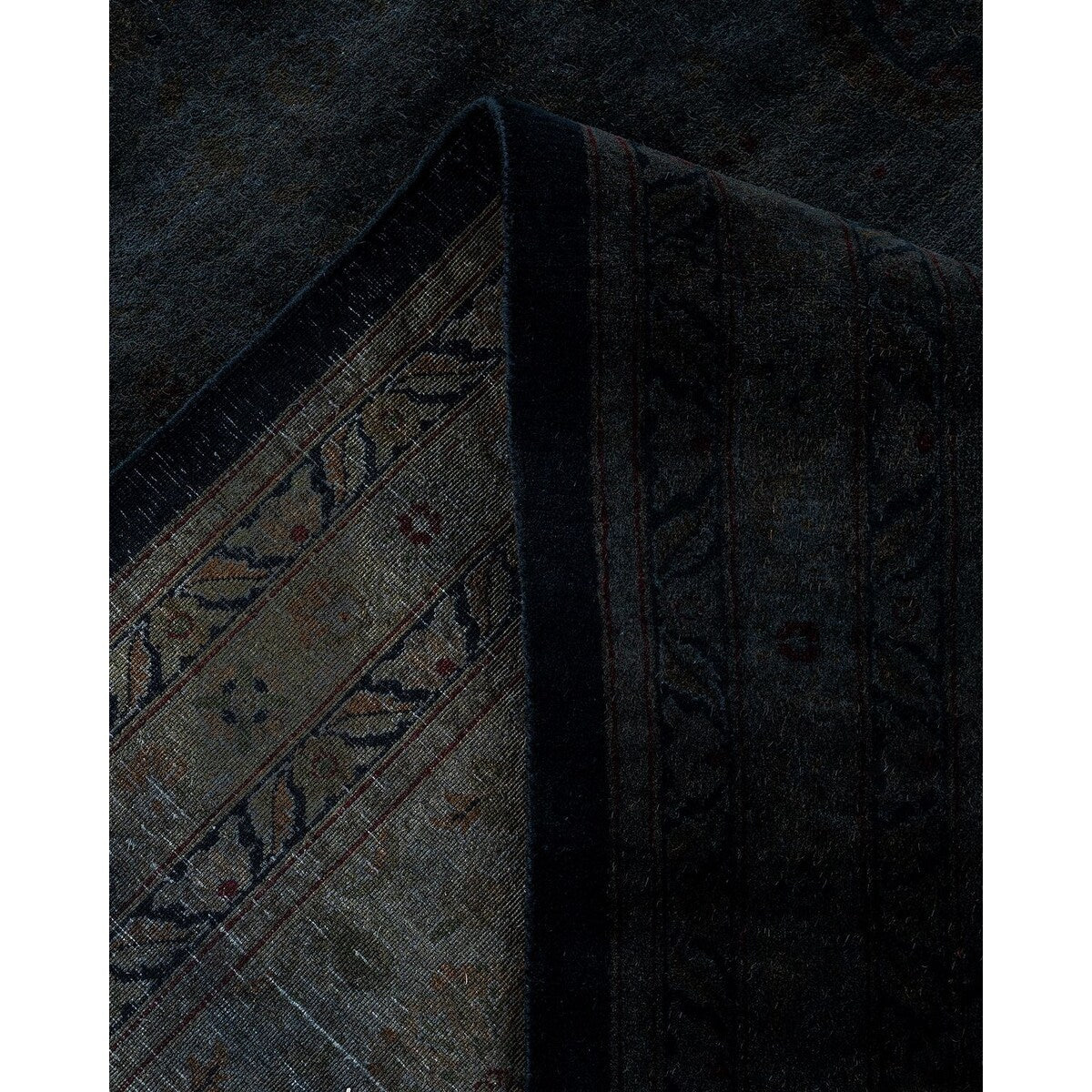 Overdyed, One-of-a-Kind Hand-Knotted Area Rug - Black - 12' 2" x 16' 3"