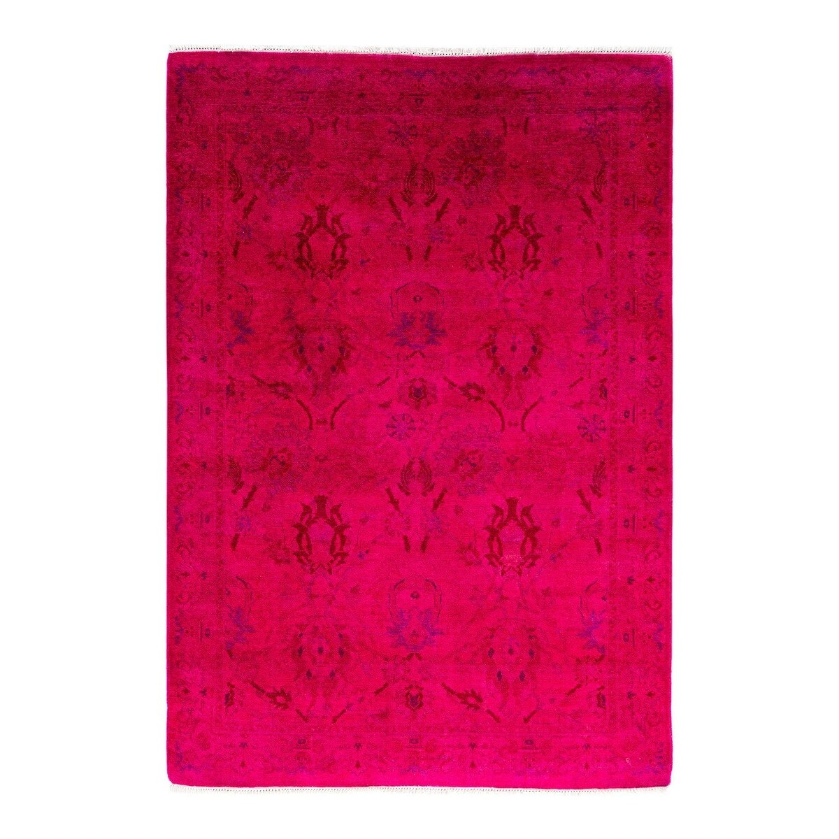 Overdyed, One-of-a-Kind Hand-Knotted Area Rug - Pink - 4' 1" x 5' 10"