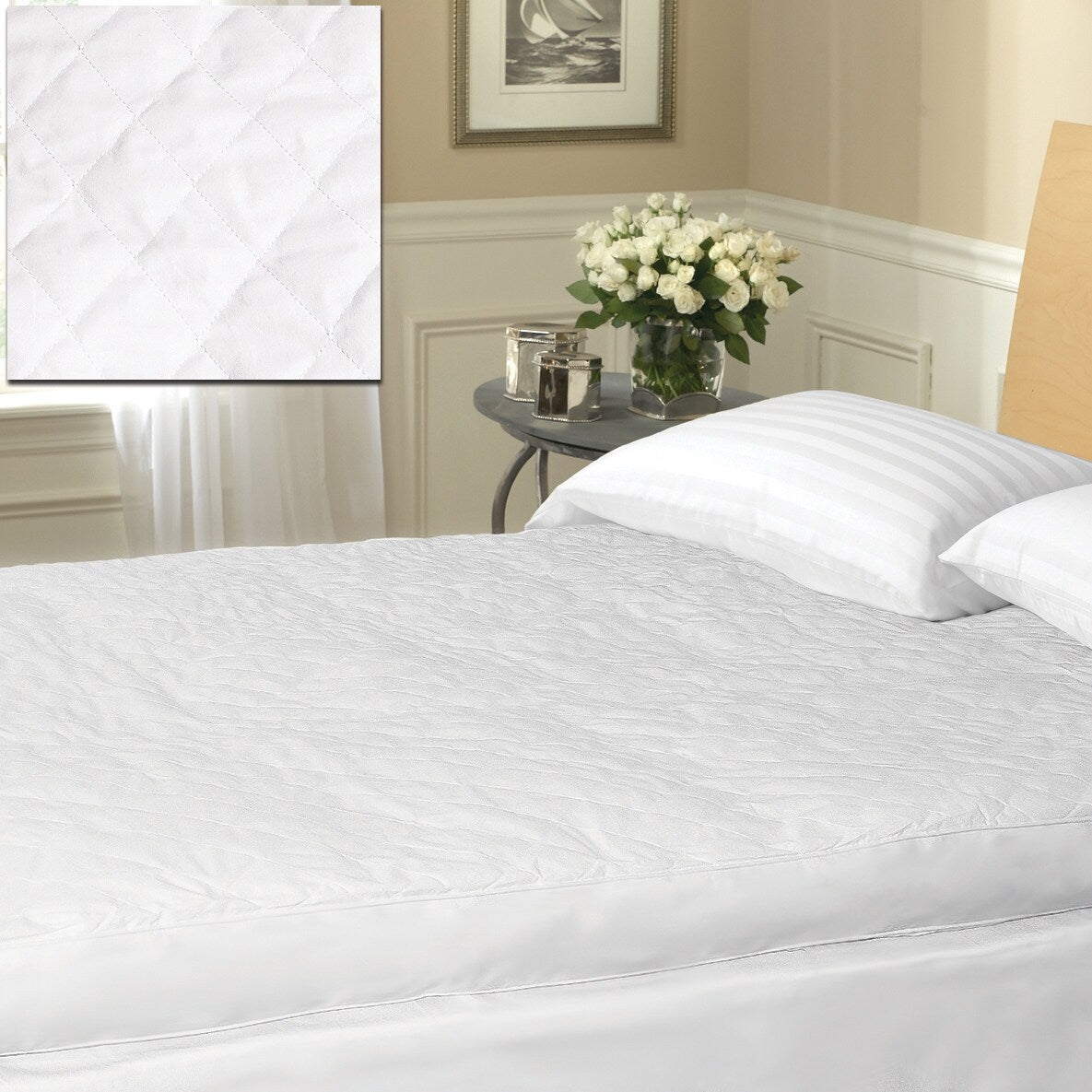 Overfilled Quilted Baffle Box 3-inch Gusset Featherbed - White