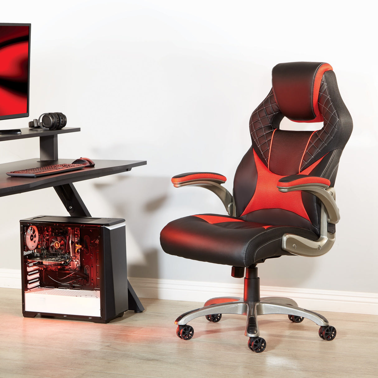 Oversite Gaming Chair in Faux Leather with Color Accents
