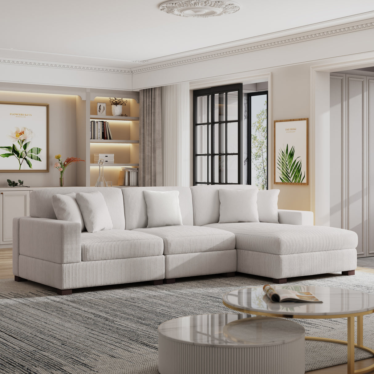 Oversized L-Shape Modular Sectional Sofa Set