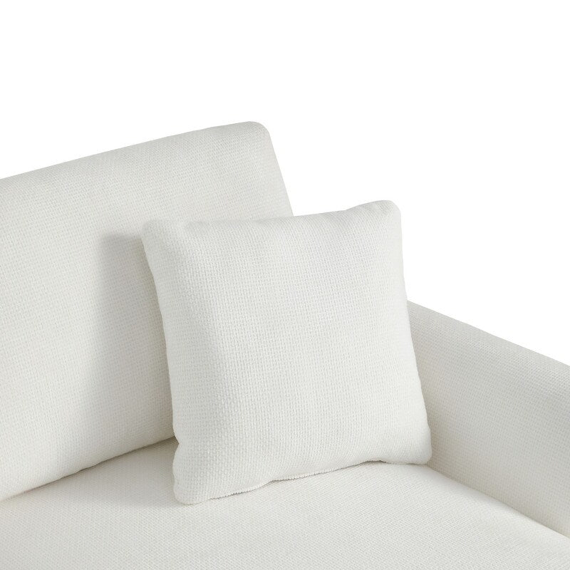 Oversized L-Shaped 4-Seat Sectional Sofa with Chaise and Pillows, White