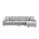 Oversized L-Shaped 4-Seat Sectional Sofa with Chaise and Pillows, White
