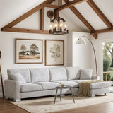 Oversized L-Shaped 4-Seat Sectional Sofa with Chaise and Pillows, White