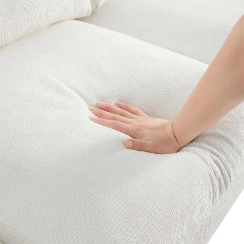 Oversized L-Shaped 4-Seat Sectional Sofa with Chaise and Pillows, White
