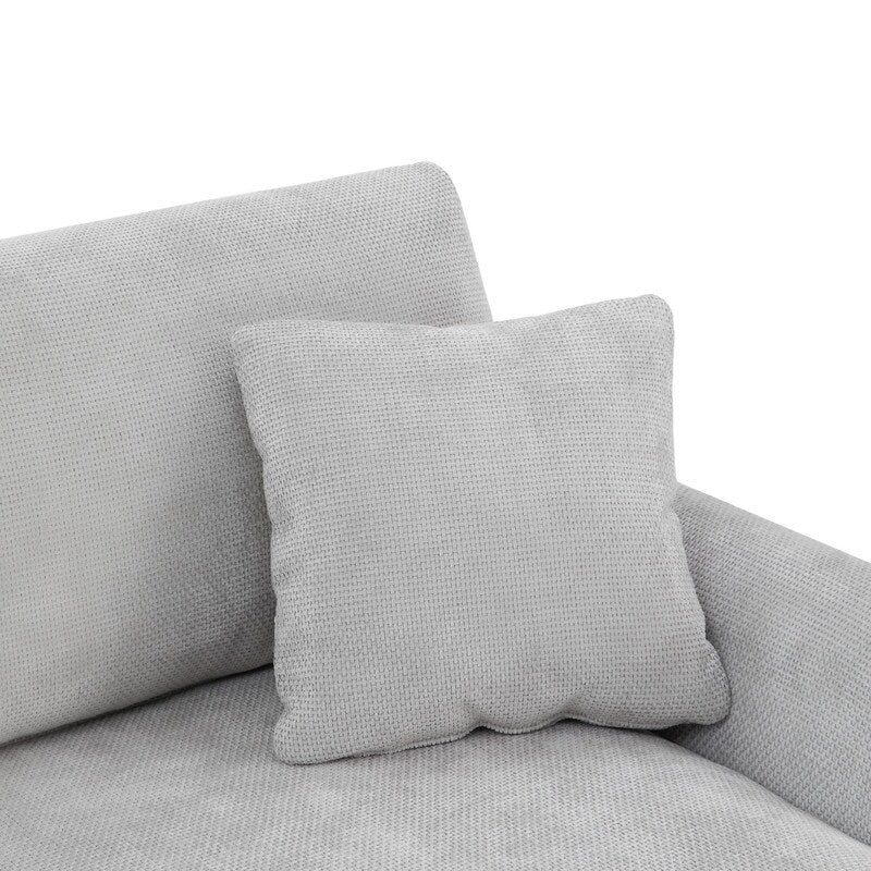 Oversized L-Shaped 4-Seat Sectional Sofa with Chaise and Pillows, White