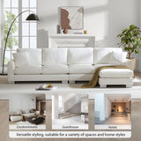 Oversized L-Shaped 4-Seat Sectional Sofa with Chaise and Pillows, White