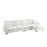 Oversized L-Shaped 4-Seat Sectional Sofa with Chaise and Pillows, White