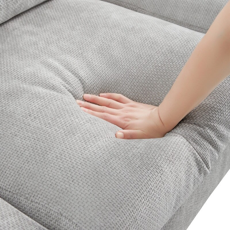 Oversized L-Shaped 4-Seat Sectional Sofa with Chaise and Pillows, White