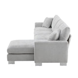 Oversized L-Shaped 4-Seat Sectional Sofa with Chaise and Pillows, White