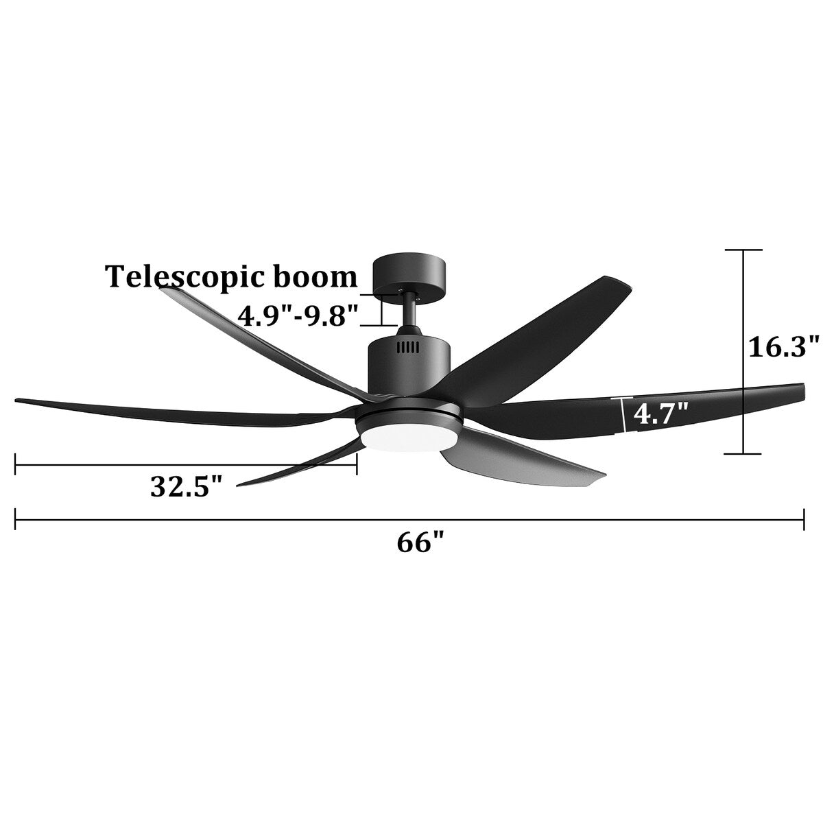 Oversized Lighting Fan 66-Inch Blade Span with Adjustable Light