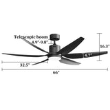 Oversized Lighting Fan 66-Inch Blade Span with Adjustable Light
