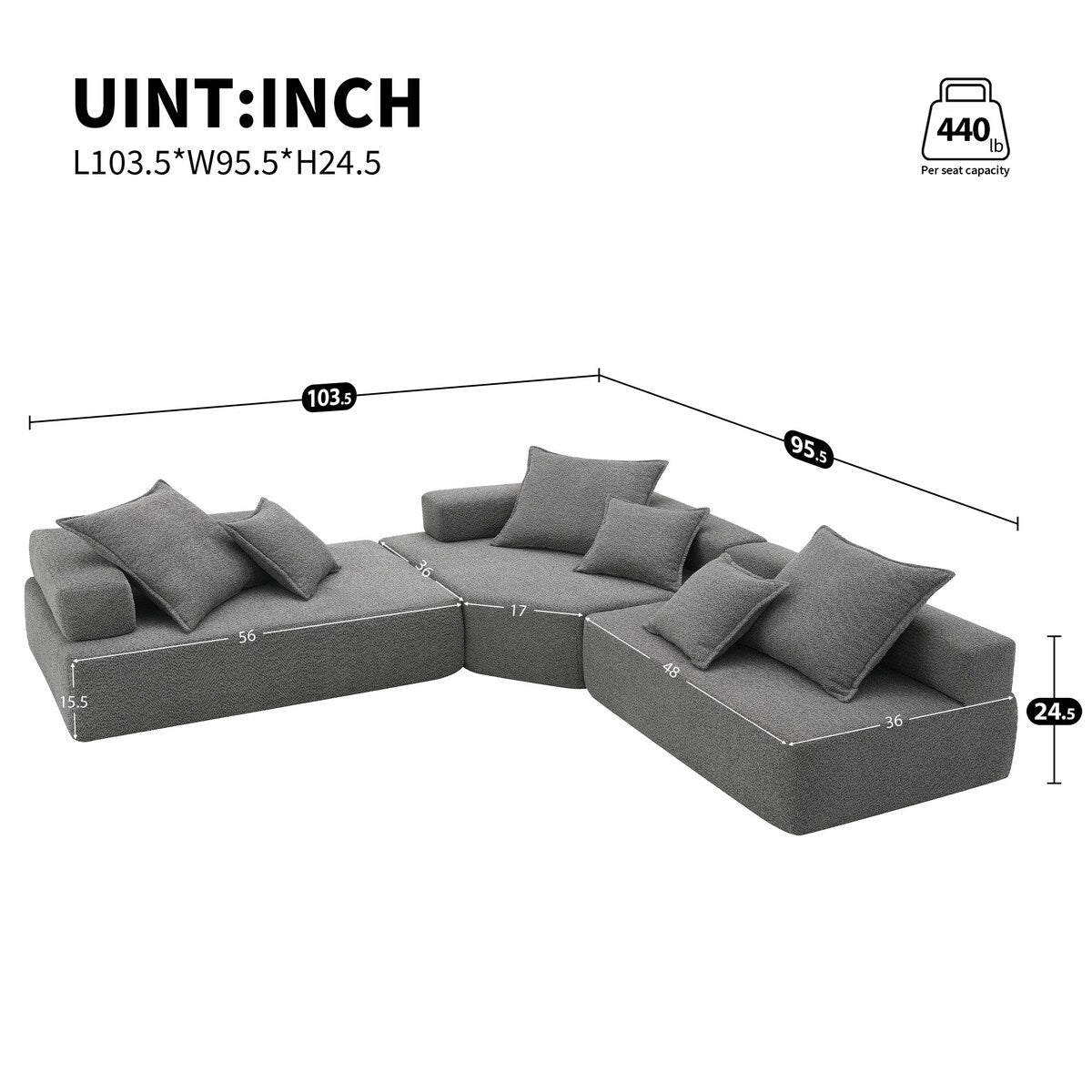 Oversized Modular L Shaped Sectional Sofa Luxury Boucle Floor Couch Set Convertible Sleeper Couch
