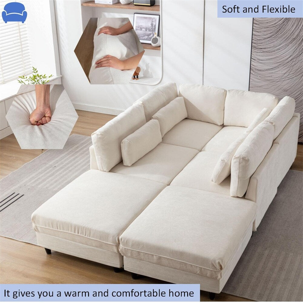 Oversized Modular Sectional Fabric Sofa Set with Reversible Chaise