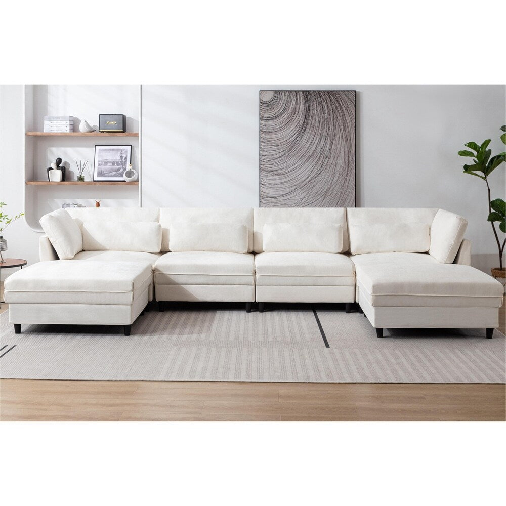 Oversized Modular Sectional Fabric Sofa Set with Reversible Chaise