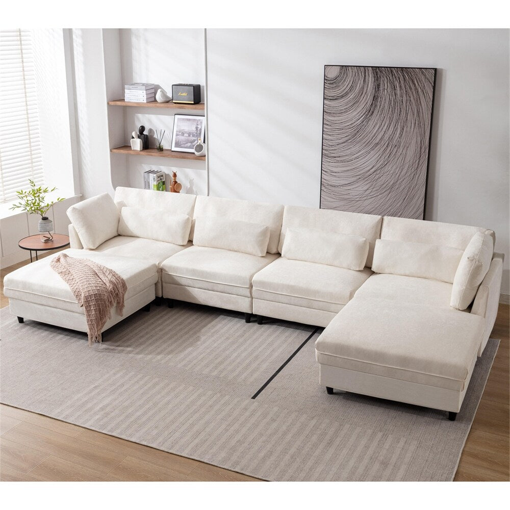 Oversized Modular Sectional Fabric Sofa Set with Reversible Chaise