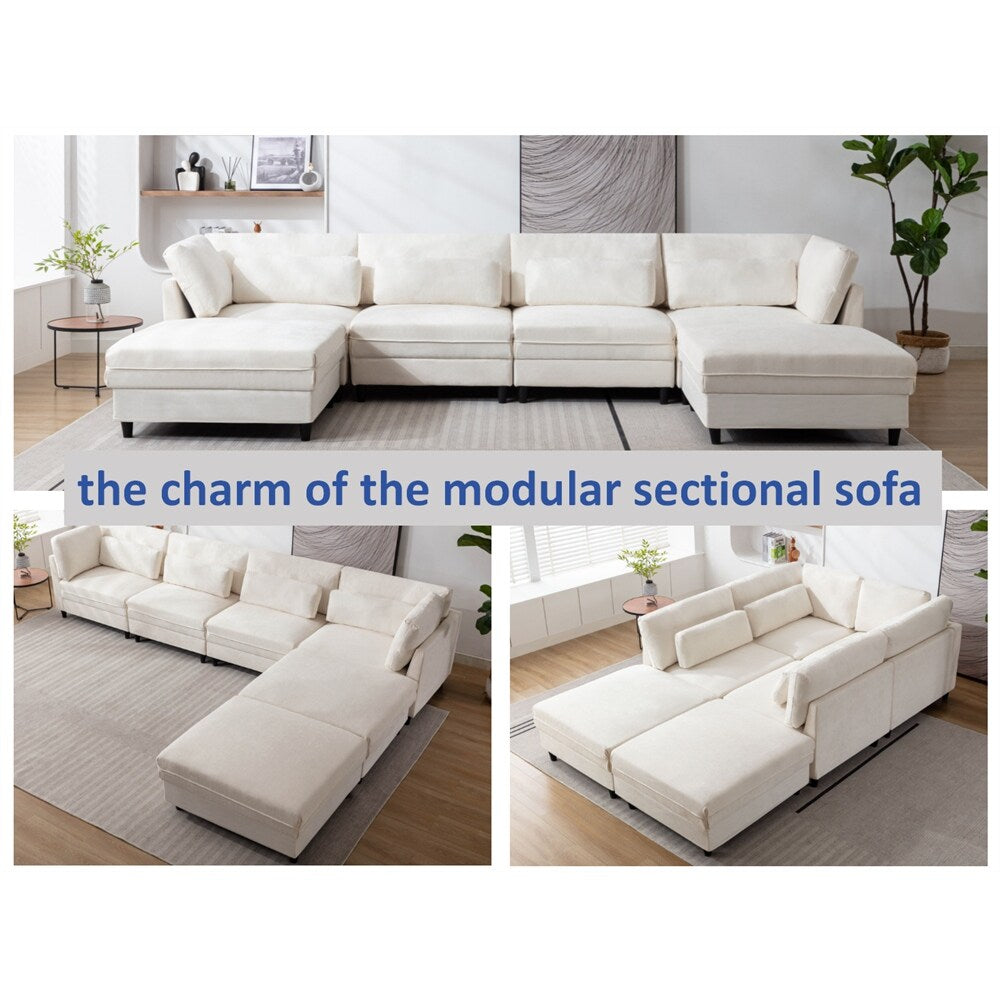 Oversized Modular Sectional Fabric Sofa Set with Reversible Chaise