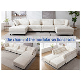 Oversized Modular Sectional Fabric Sofa Set with Reversible Chaise