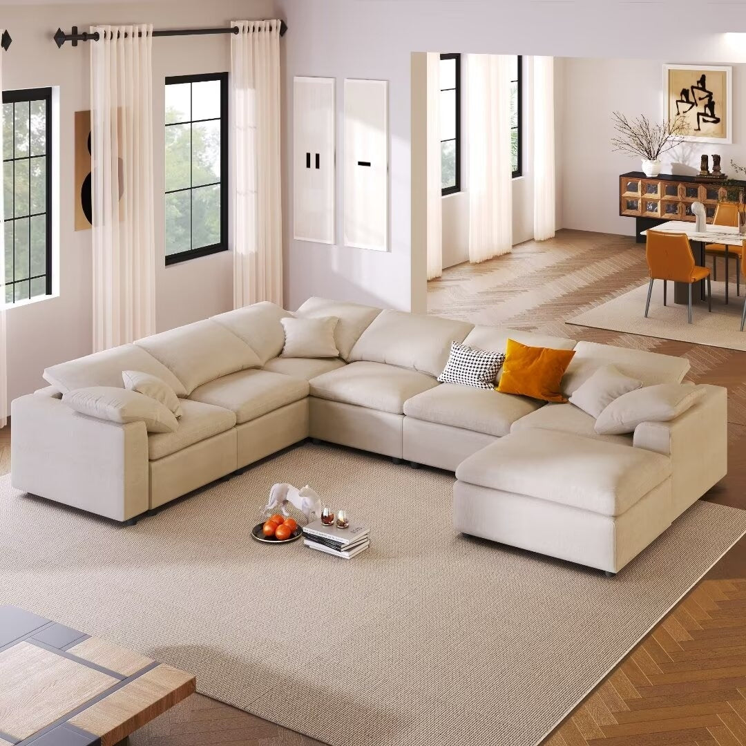 Oversized Modular Sectional Sofa with Ottoman,L Shaped Corner Sofa - 1
