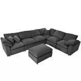 Oversized Modular Sectional Sofa, Chenille U-Shaped Couch with Chaise/Ottoman, 7 Seater Living Room Furniture Sets