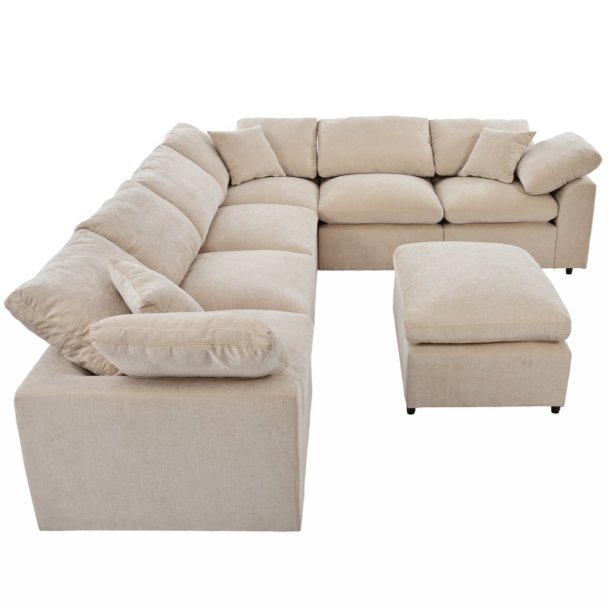 Oversized Modular Sectional Sofa, Chenille U-Shaped Couch with Chaise/Ottoman, 7 Seater Living Room Furniture Sets