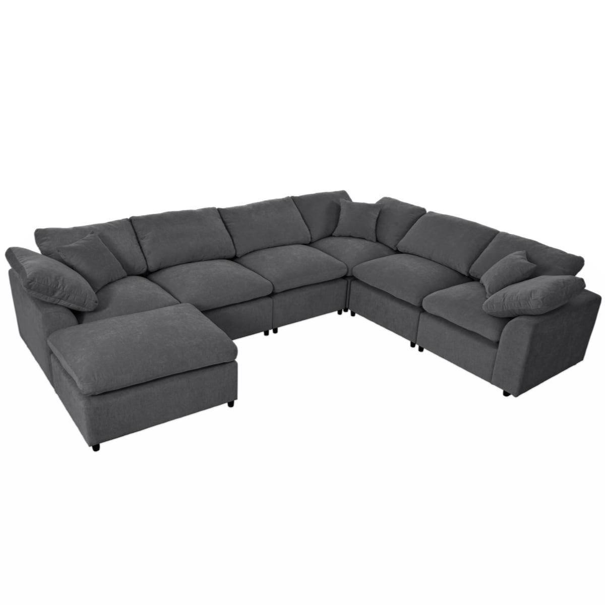 Oversized Modular Sectional Sofa, Chenille U-Shaped Couch with Chaise/Ottoman, 7 Seater Living Room Furniture Sets