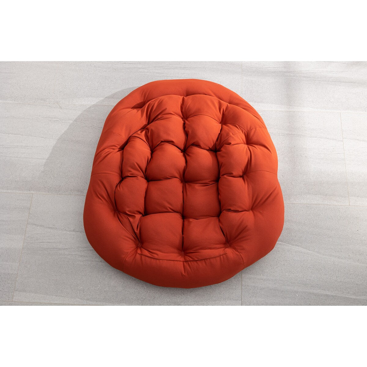 Oversized Papasan Chairs Curved Rocking Chair Patio Deep Seating Rattan Rocker Recliner with Orange Padded Cushion for Outdoor