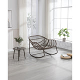 Oversized Papasan Chairs Curved Rocking Chair Patio Deep Seating Rattan Rocker Recliner with Orange Padded Cushion for Outdoor