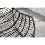 Oversized Papasan Chairs Curved Rocking Chair Patio Deep Seating Rattan Rocker Recliner with Orange Padded Cushion for Outdoor