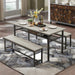 Oversized Particle Board 3 Piece Dining Table and Chair Set for 6