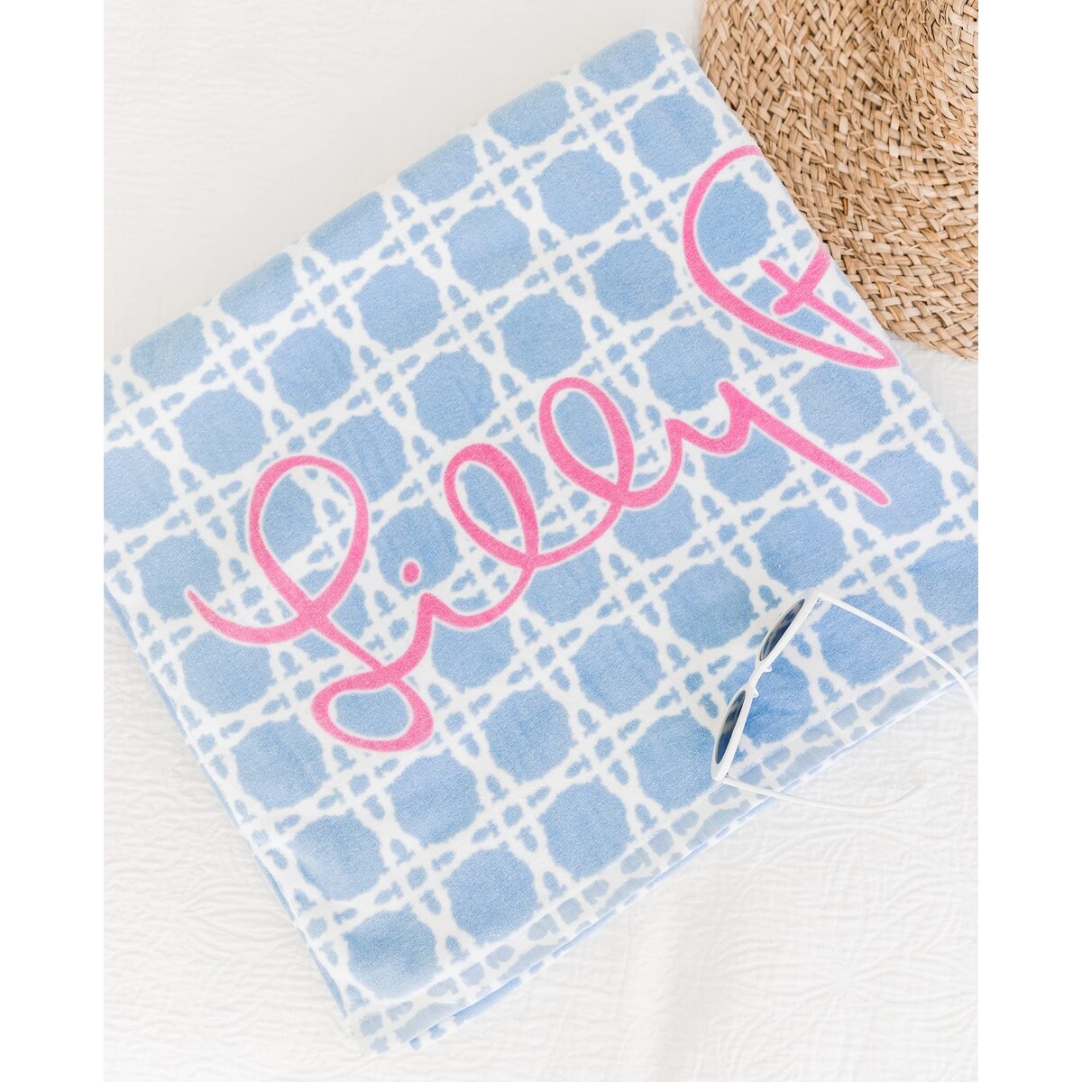 Oversized Pool/Beach Towel, 40 x 70, Large Terry Cloth Towel for Adults, Blue Caning