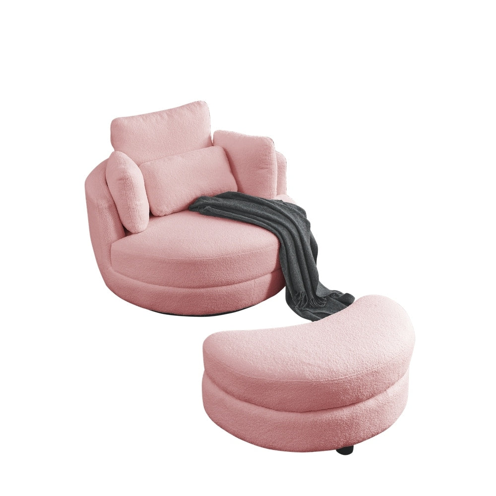 Oversized Swivel Chair with moon storage ottoman