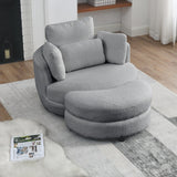 Oversized Swivel Chair with moon storage ottoman